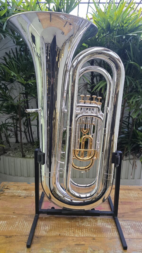 Tuba Yamaha YBB-321 II Prata com Ouro Sib (Usada) - Image 3