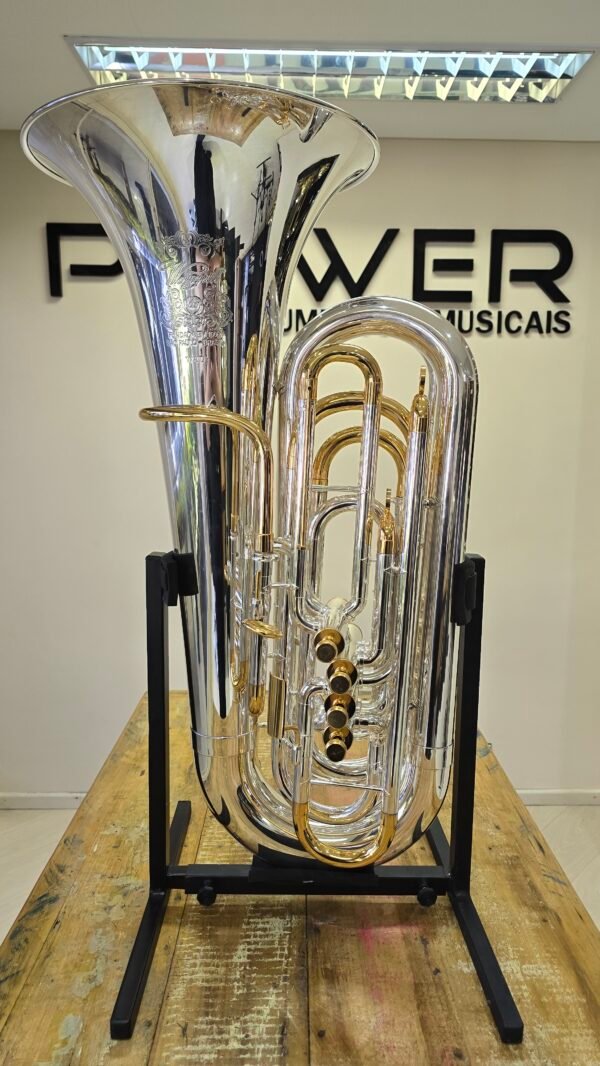 Tuba Weingrill W-TU3 3/4 4 Pistos Prata com Ouro Sib (Semi-Nova) - Imagem 2