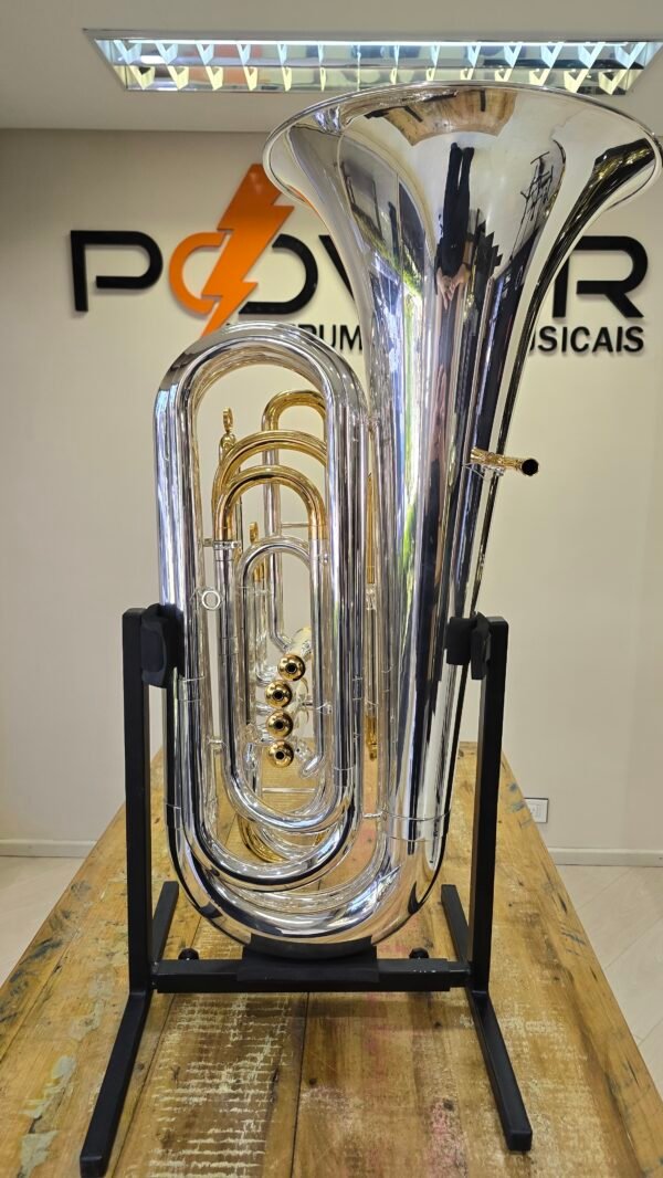 Tuba Weingrill W-TU3 3/4 4 Pistos Prata com Ouro Sib (Semi-Nova) - Imagem 3